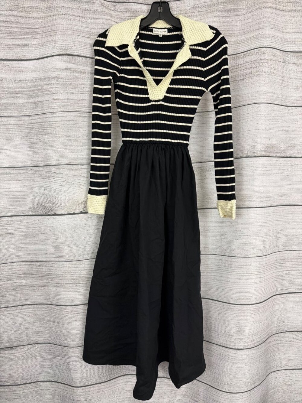Moon River Stripe Long Sleeve Twofer Midi Dress Size XS